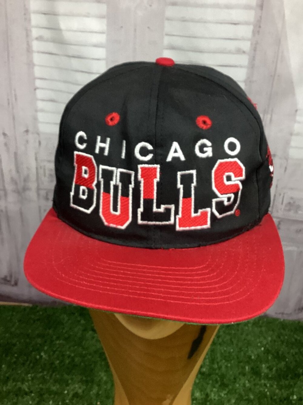 Chicago Bulls Snapback Hat Embroidered Logo Redโ Black Adjustable Vintage 90s
